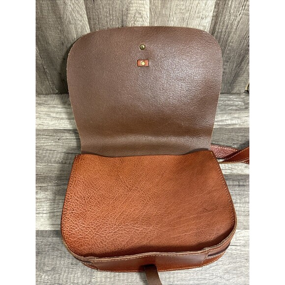 Lucky Brand The Point Leather Saddle Bag Cognac Leather Crossbody Purse Bag - Picture 8 of 10